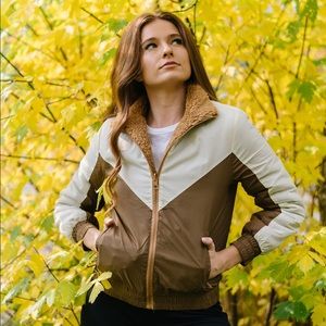 Zyia. Camel Fleece Reversible Jacket.